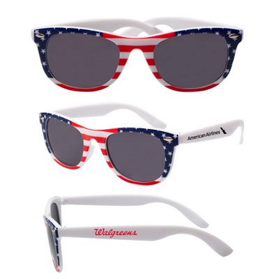 Union Printed - Patriotic American Flag Sunglasses with 1-Color Logo